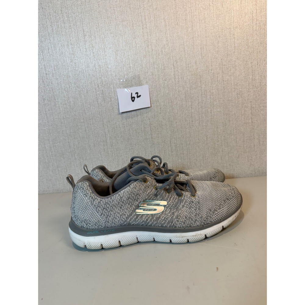 Skechers Flex Appeal 2.0 High Energy Grey Knit Sneakers 12756 WGY Womens 10